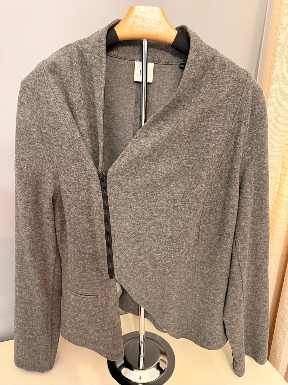 Cabi Gray Draped Zip-Front Women's Jacket